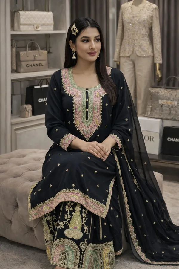 Designer_Kurti_Plazzo_Set_With_Sequence_and_Handwork_Embroidery