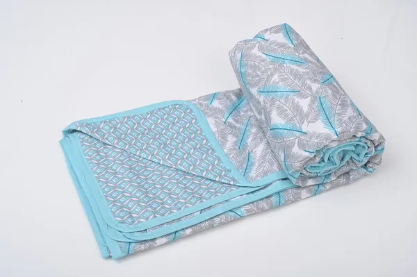 Blue_100%_Cotton_Cambric_Ac_Dohar_With_Feather_Pattern