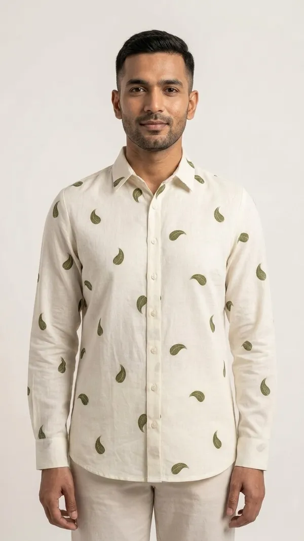 Tilak_Leaf_Green-Premium_Cotton_Linen_Digital_Print_Fabric