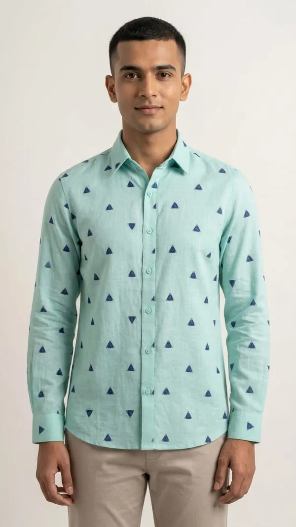 Triangle_Blue-Premium_Cotton_Linen_Digital_Print_Fabric