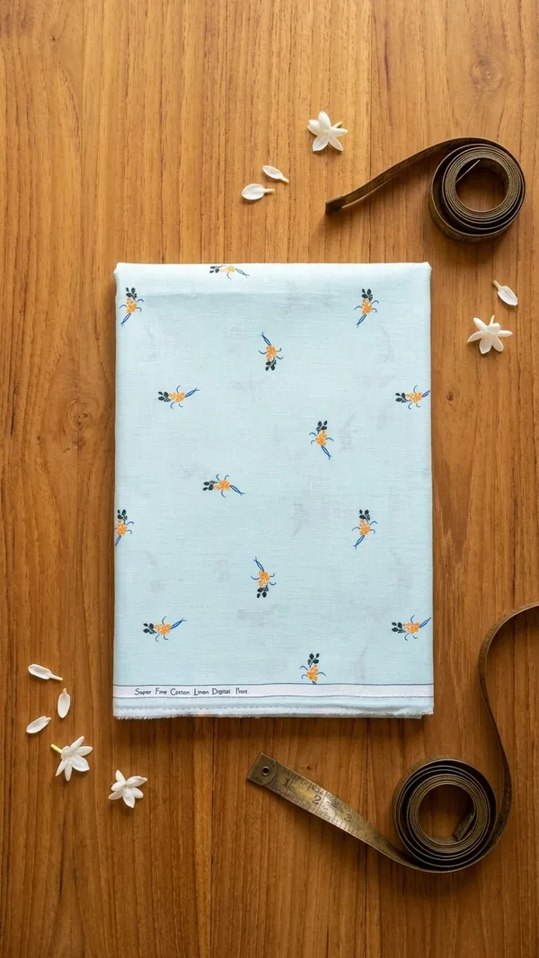 Small_Bouquet_Blue-Premium_Cotton_Linen_Digital_Print_Fabric