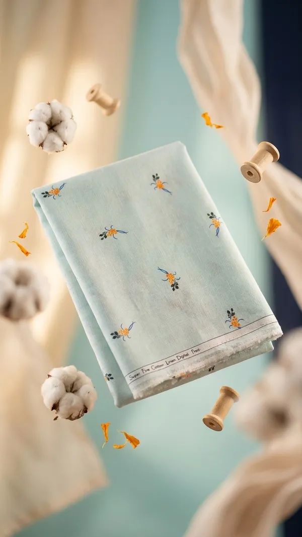 Small_Bouquet_Blue-Premium_Cotton_Linen_Digital_Print_Fabric