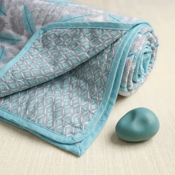 Blue_100%_Cotton_Cambric_Ac_Dohar_With_Feather_Pattern