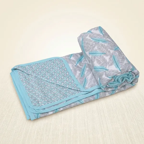 Blue_100%_Cotton_Cambric_Ac_Dohar_With_Feather_Pattern
