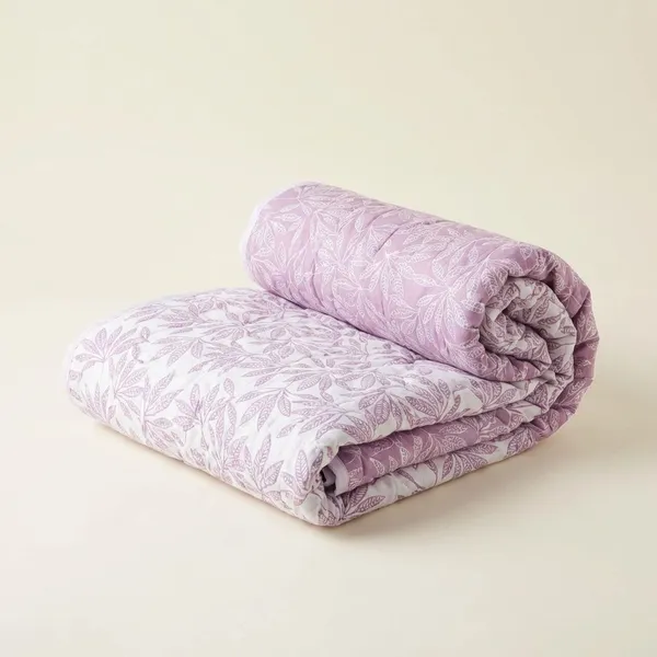 Pink_100%_Cotton_Cambric_Ac_Dohar_With_Small_Leaves_Pattern