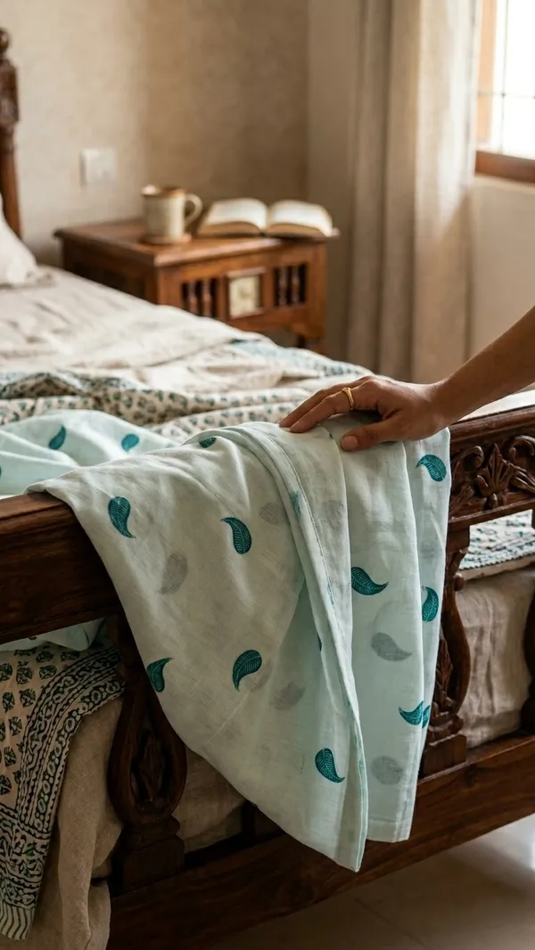 Tilak_Leaf_Blue-Premium_Cotton_Linen_Digital_Print_Fabric