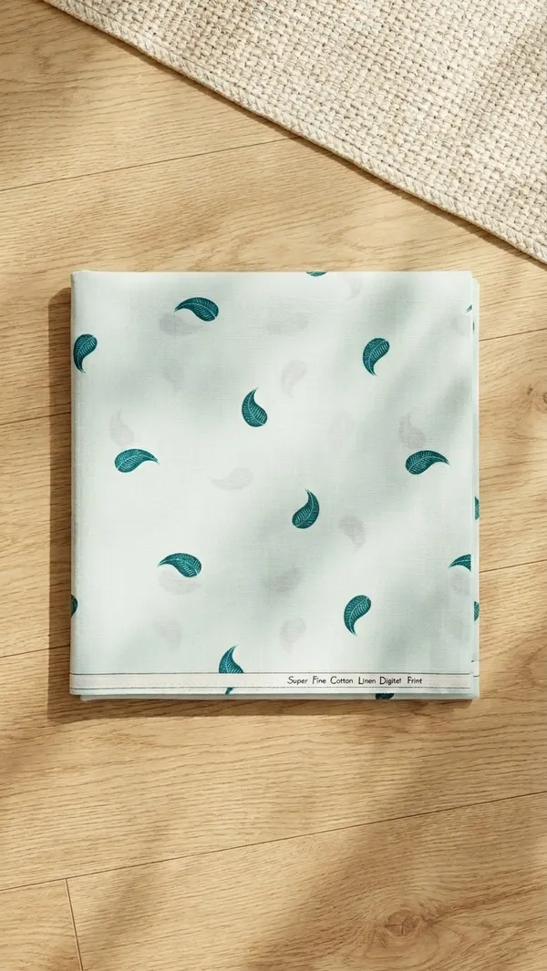 Tilak_Leaf_Blue-Premium_Cotton_Linen_Digital_Print_Fabric