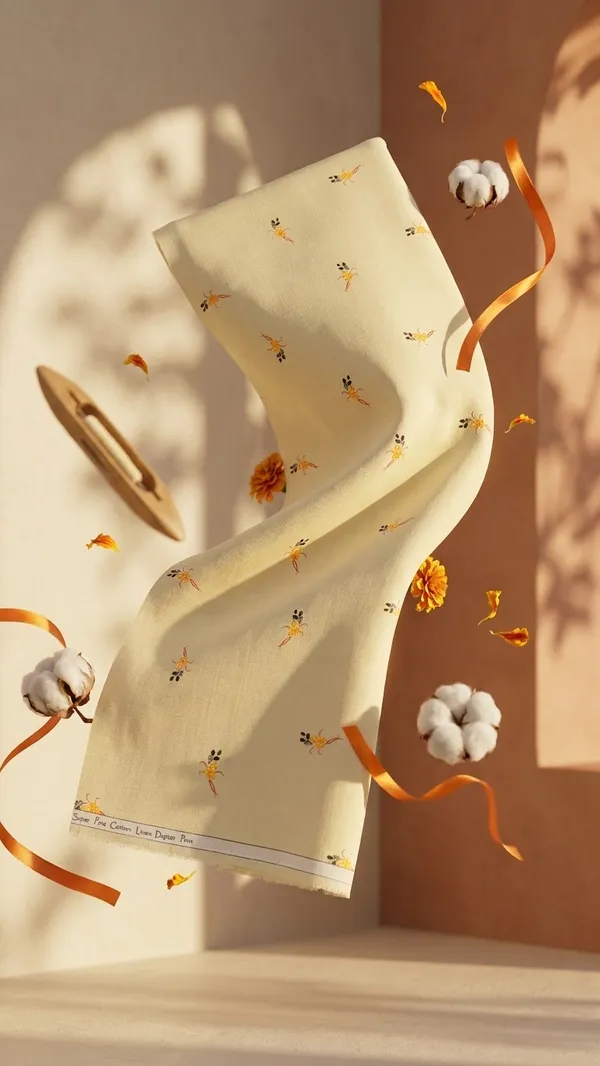 Small_Bouquet_Orange-Premium_Cotton_Linen_Digital_Print_Fabric