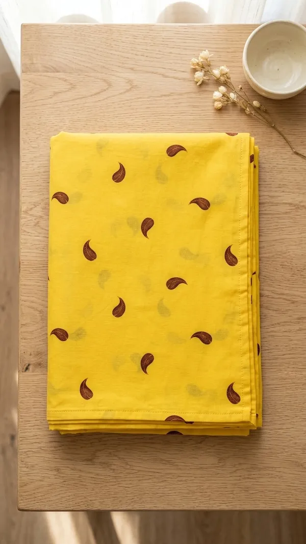 Tilak_Leaf_Red_on_Yellow-Premium_Cotton_Linen_Digital_Print_Fabric