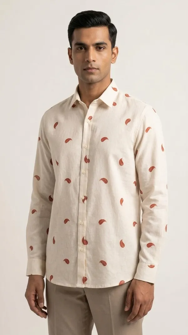 Tilak_Leaf_Red-Premium_Cotton_Linen_Digital_Print_Fabric