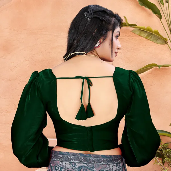 Green_And_Black_Cotton_Silk_Back_Hook_Solid_Padded_Blouse_For_Women(Pack_of_2)