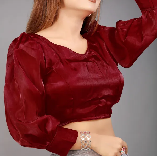 Maroon_Cotton_Silk_Back_Hook_Self_Design_Blouse_For_Women