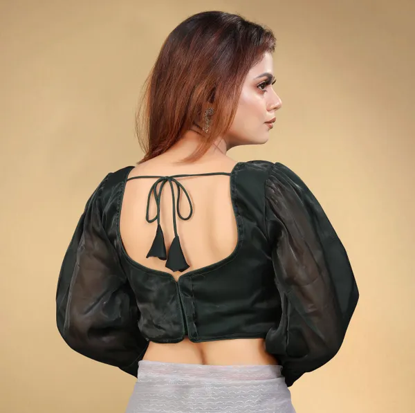 Green_Cotton_Silk_Back_Hook_Solid_Padded_Blouse_For_Women