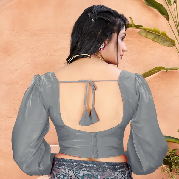 Grey_Cotton_Silk_Back_Hook_Self_Design_Padded_Blouse_For_Women