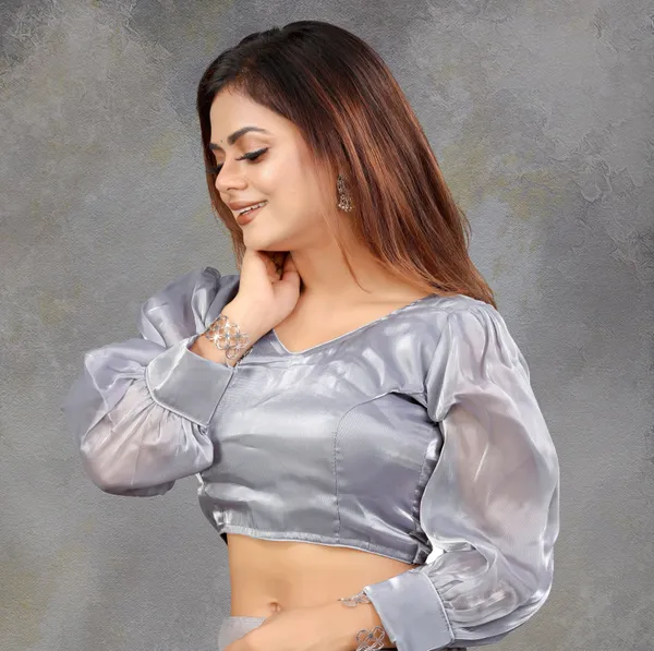 Grey_Cotton_Silk_Back_Hook_Self_Design_Padded_Blouse_For_Women
