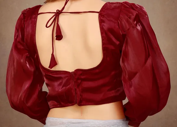 Maroon_Cotton_Silk_Back_Hook_Solid_Padded_Blouse_For_Women