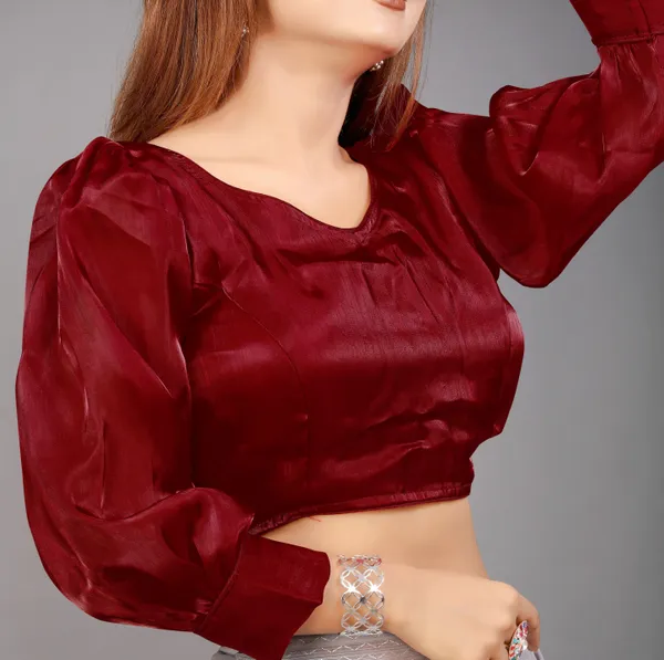 Maroon_Cotton_Silk_Back_Hook_Self_Design_Padded_Blouse_For_Women