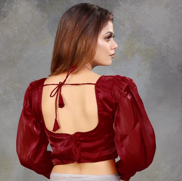 Maroon_Cotton_Silk_Back_Hook_Self_Design_Padded_Blouse_For_Women