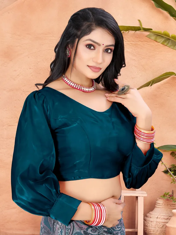 Morpich_Cotton_Silk_Back_Hook_Self_Design_Padded_Blouse_For_Women