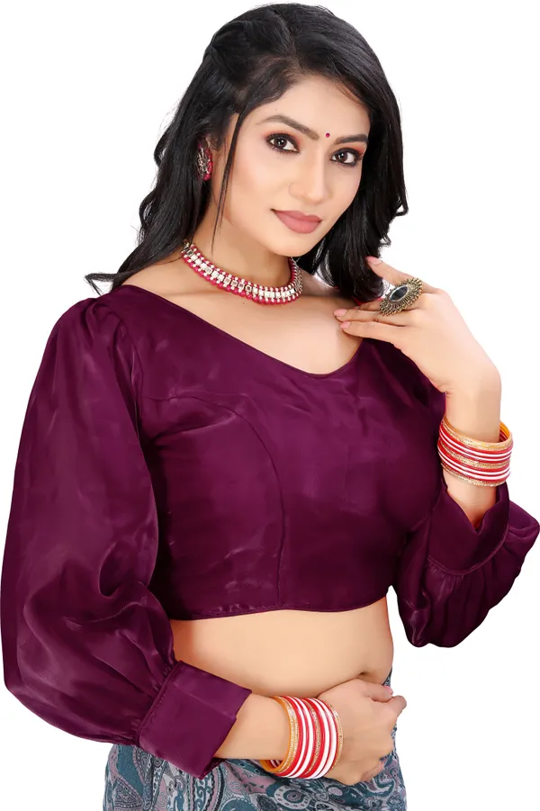 Purple_Cotton_Silk_Back_Hook_Self_Design_Padded_Blouse_For_Women
