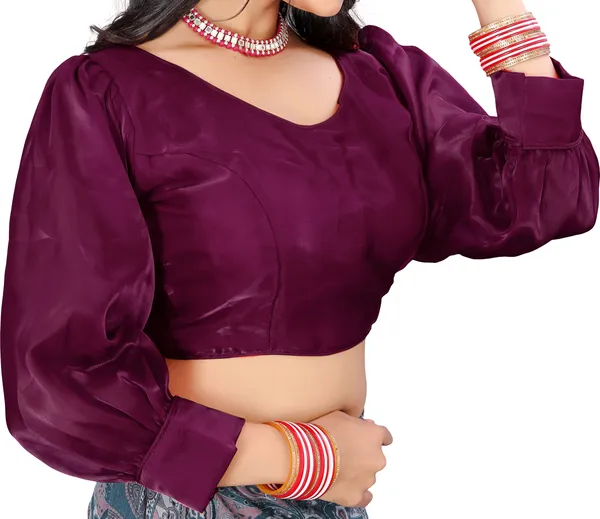 Purple_Cotton_Silk_Back_Hook_Self_Design_Padded_Blouse_For_Women