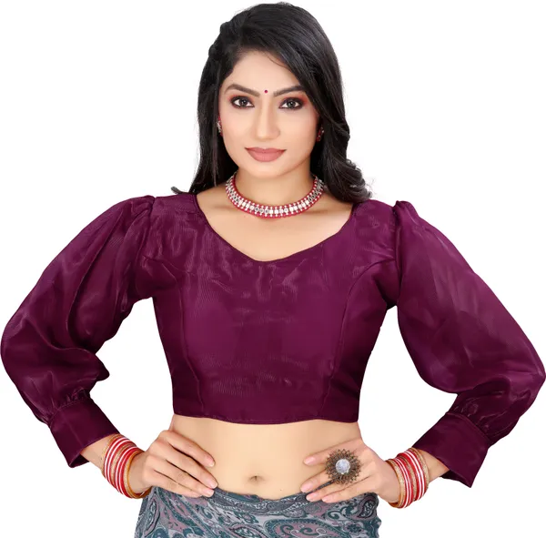 Purple_Cotton_Silk_Back_Hook_Self_Design_Padded_Blouse_For_Women