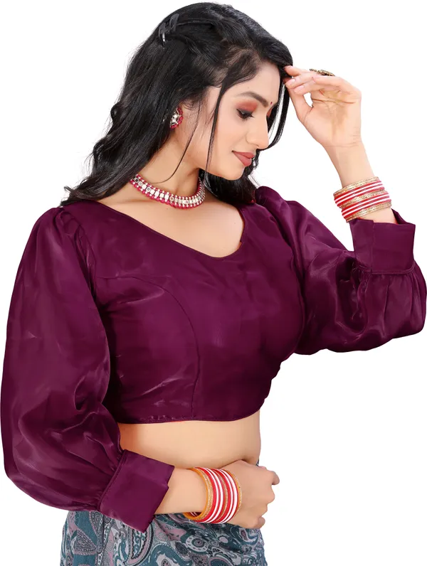 Purple_Cotton_Silk_Back_Hook_Self_Design_Padded_Blouse_For_Women