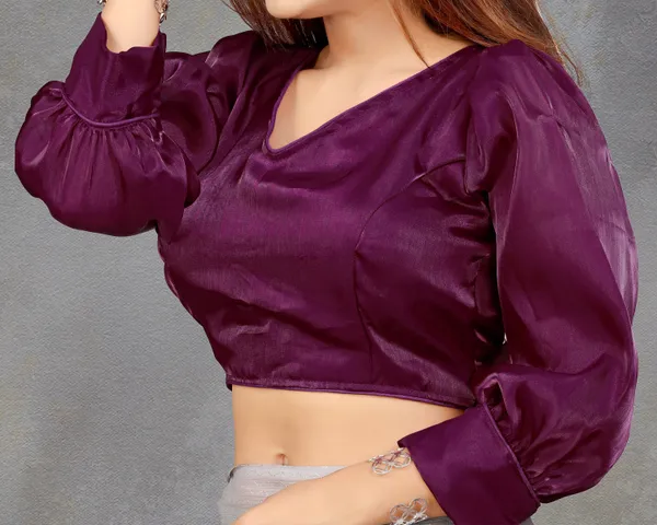 Purple_Cotton_Silk_Back_Hook_Self_Design_Padded_Blouse_For_Women