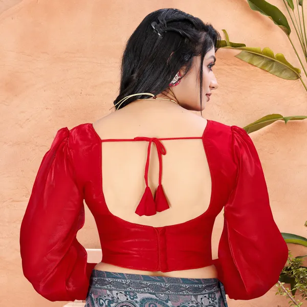 Red_Cotton_Silk_Back_Hook_Self_Design_Padded_Blouse_For_Women