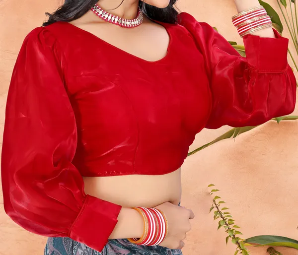 Red_Cotton_Silk_Back_Hook_Self_Design_Padded_Blouse_For_Women