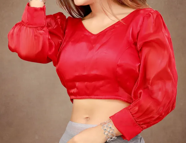 Red_Cotton_Silk_Back_Hook_Solid_Padded_Blouse_For_Women