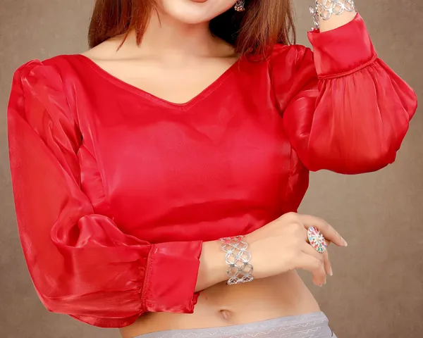 Red_Cotton_Silk_Back_Hook_Solid_Padded_Blouse_For_Women
