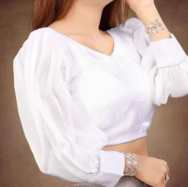 White_Cotton_Silk_Back_Hook_Self_Design_Padded_Blouse_For_Women