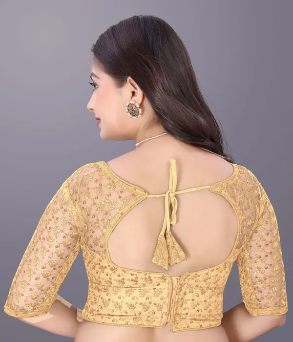 Beige_Net_Embriodered_Round_Neck_Padded_Blouse_For_Women