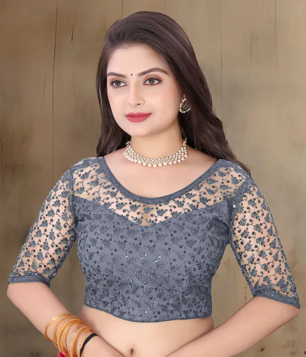 Grey_Net_Embriodered_Sweetheart_Neck_Padded_Blouse_For_Women