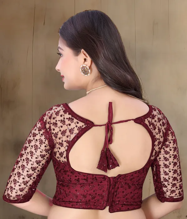 Maroon_Net_Embriodered_Sweetheart_Neck_Padded_Blouse_For_Women