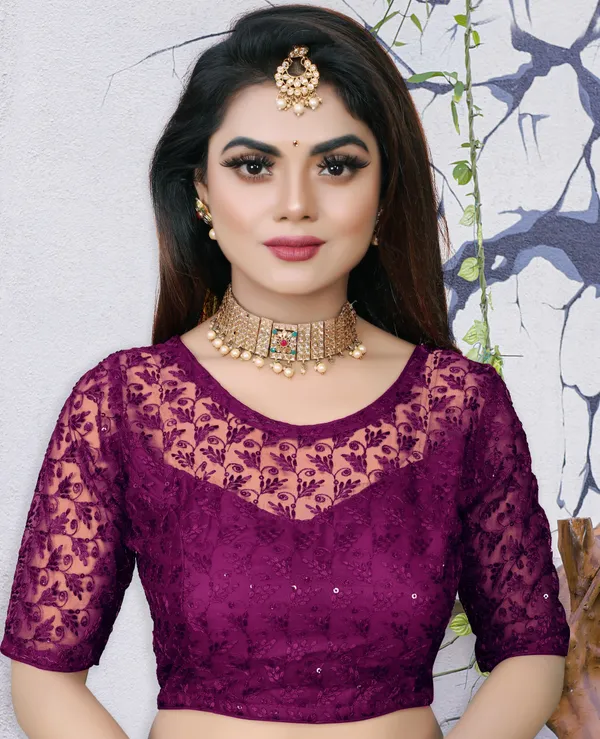 Purple_Net_Self_Design_Round_Neck_Blouse_For_Women