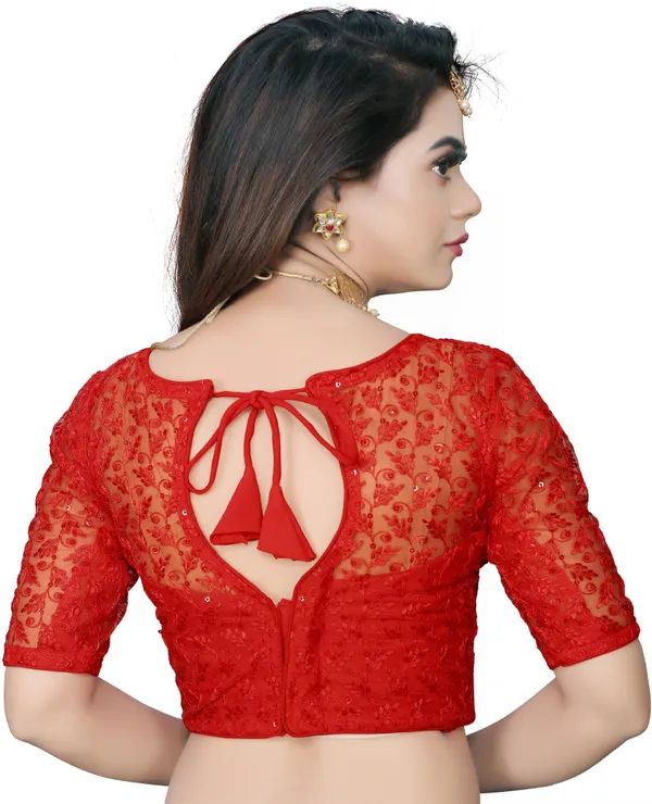 Red_Net_Embriodered_Round_Neck_Padded_Blouse_For_Women