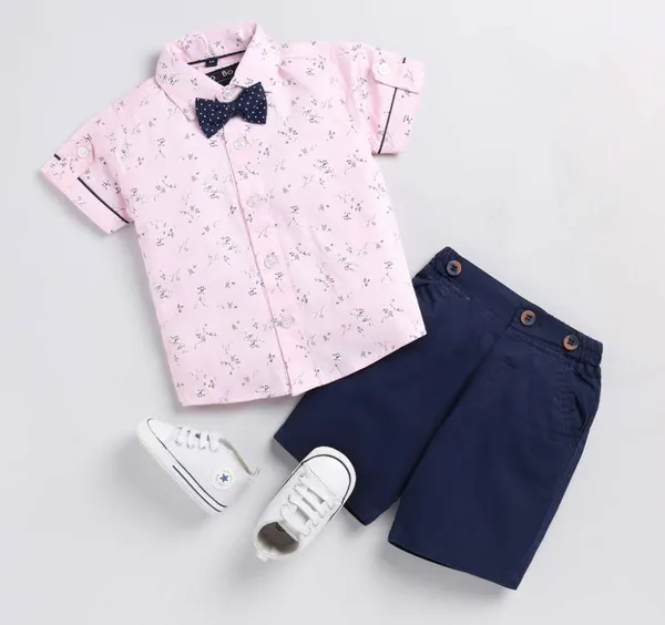Blush_Bloom_Shirt_&_Navy_Shorts_Co-ord_Set_with_Bow_Tie