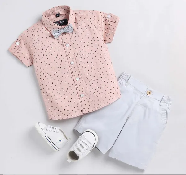 Blush_Charm_Shirt_&_Shorts_Co-ord_Set_with_Bow_Tie