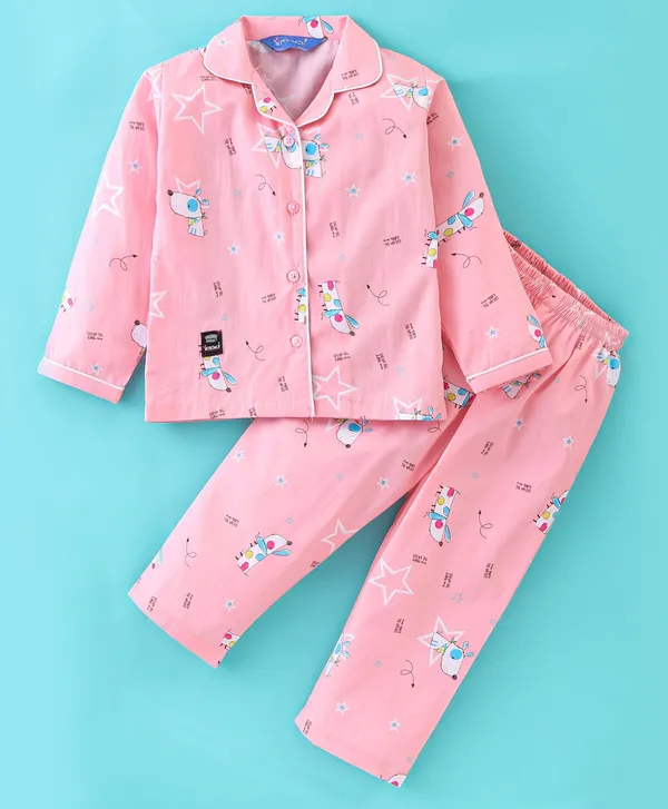 Cute_Bunny_Print_Kids_Night_Suit_–_Pink
