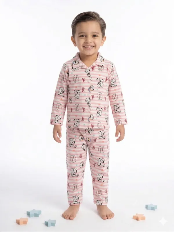 Cute_Puppy_Print_Kids_Night_Suit_Set_–_Pink_Striped_Cotton_Sleepwear