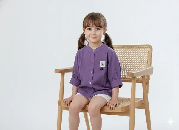 Girls_Stylish_Lavender__Button-Up_Top_With_Puff_Sleeves