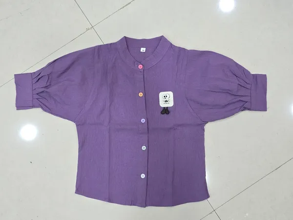 Girls_Stylish_Lavender__Button-Up_Top_With_Puff_Sleeves