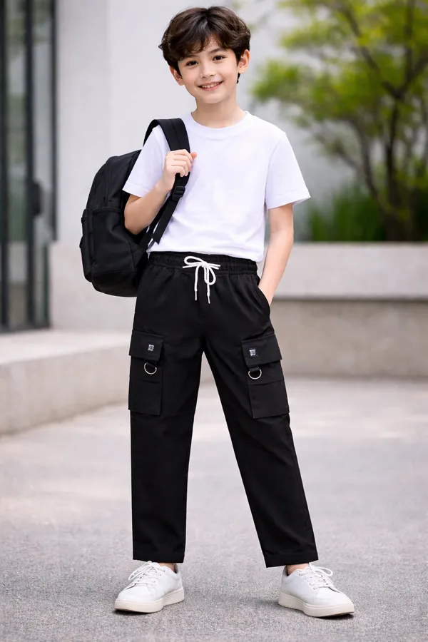 Kids_Black_Cargo_Pants_with_Drawstring_Waist