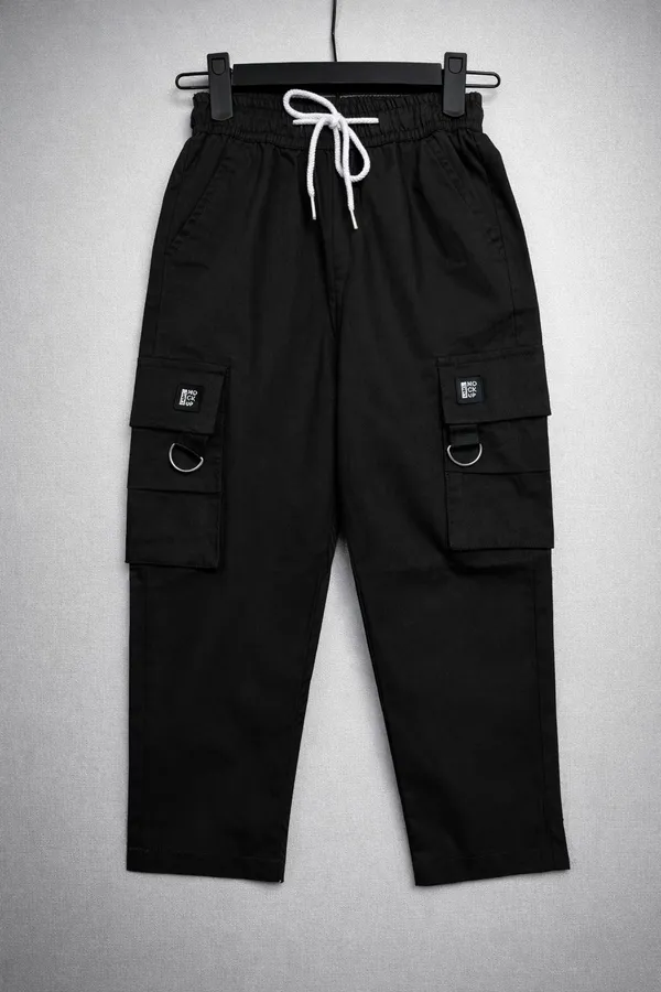 Kids_Black_Cargo_Pants_with_Drawstring_Waist