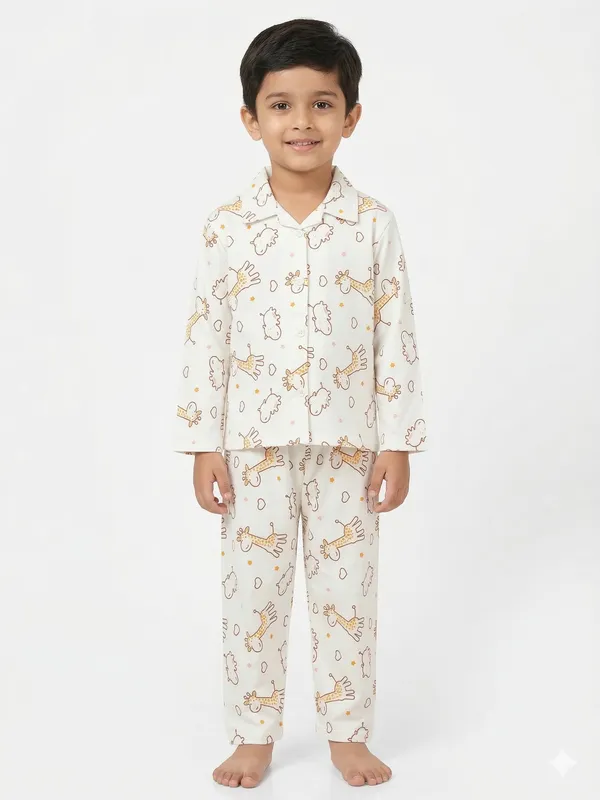 Kids_Cute_Giraffe_Print_Cotton_Night_Suit_Set