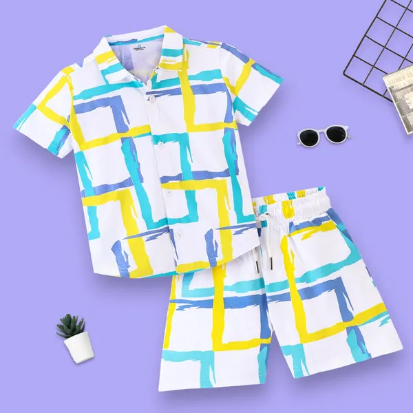 Kids_Geometric_Block_Print_Shirt_&_Shorts_Co-ord_Set_(Blue–Yellow)