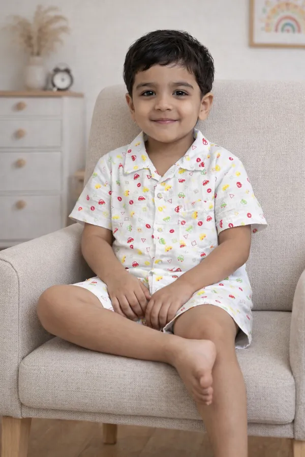 Kids_Printed_Muslin_Pure_Cotton_Shirt_&_Shorts_Cord_Set