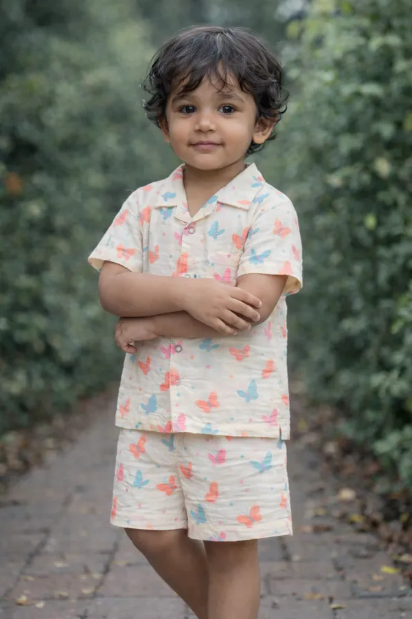 Kids_Pure_Muslin_Cotton_Butterfly_Print_Shirt_&_Shorts_Set
